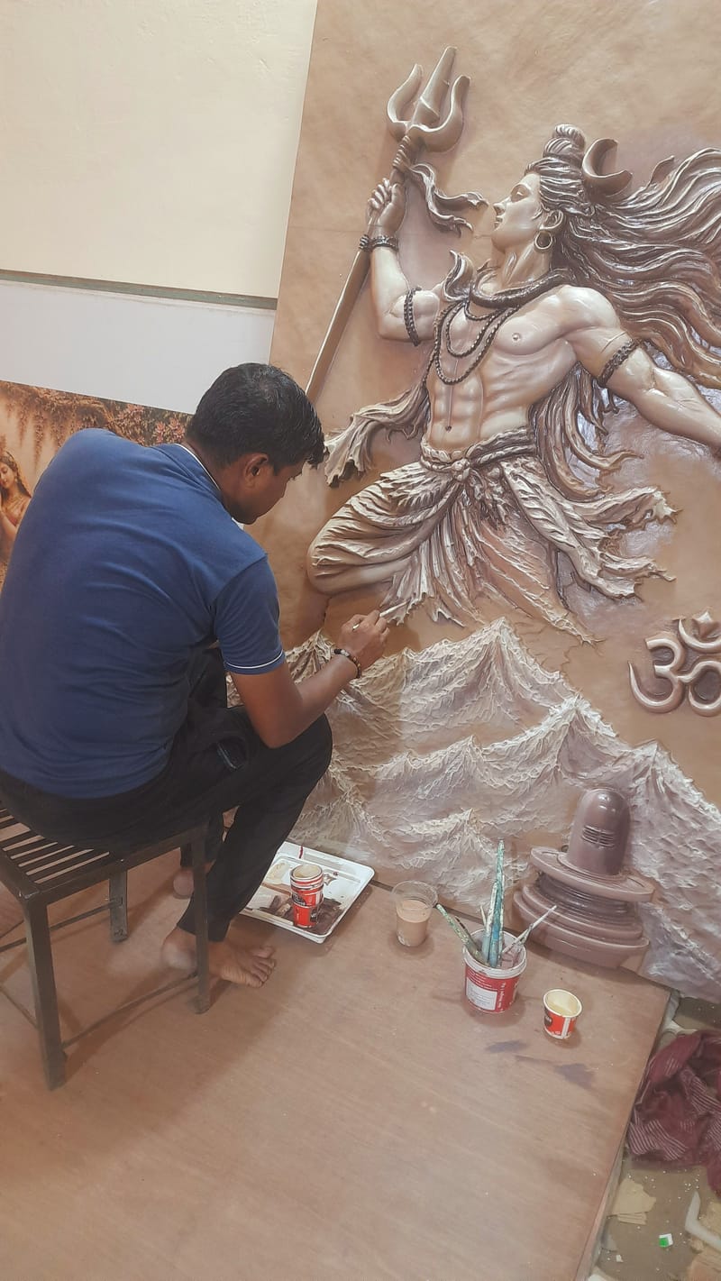 Shiva Wooden Painting 