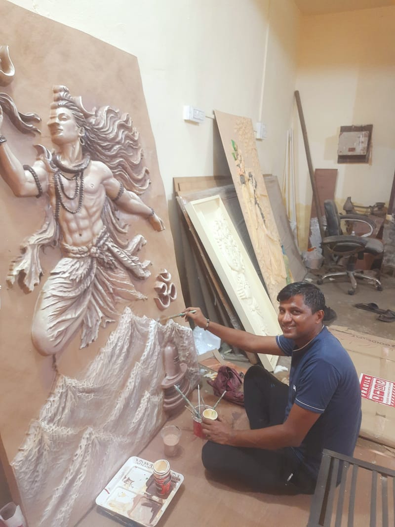 Shiva Wooden Painting 