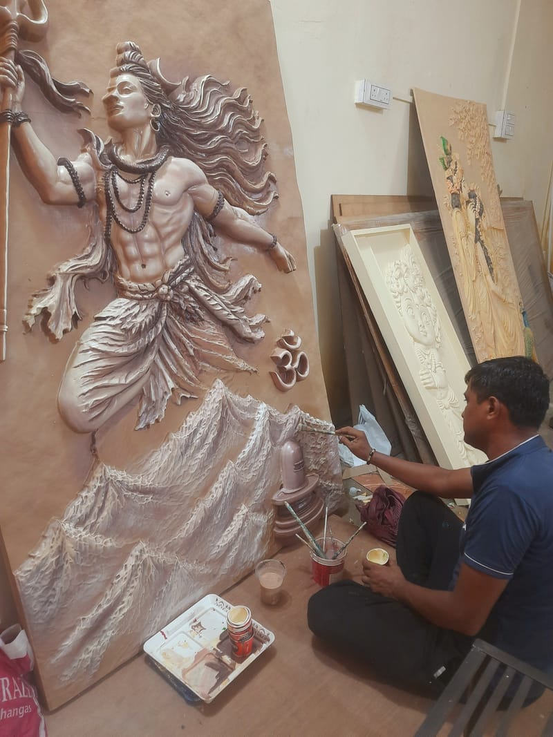 Shiva Wooden Painting 