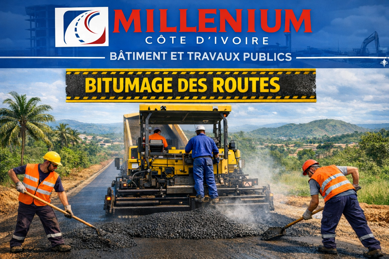 Bitumage des Routes en Côte d’Ivoire – Expertise Professionnelle avec MILLENIUM CI