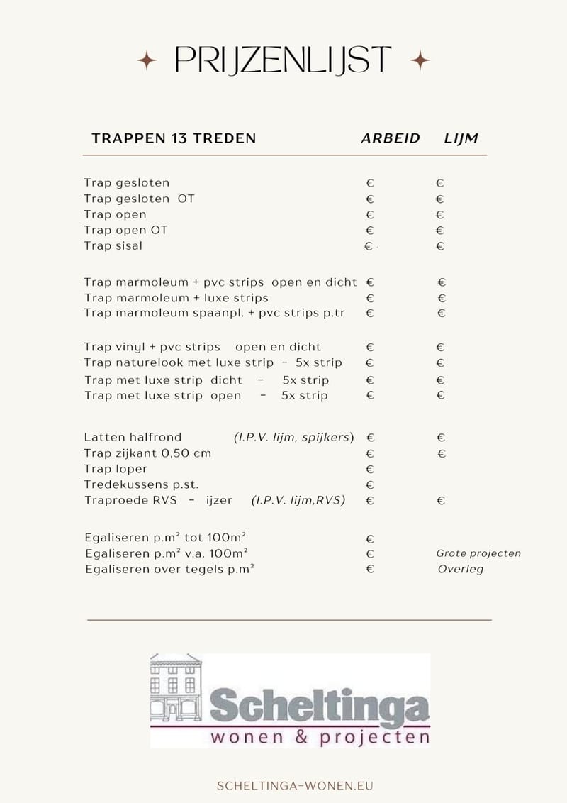 Menukaarten & Prijslijsten