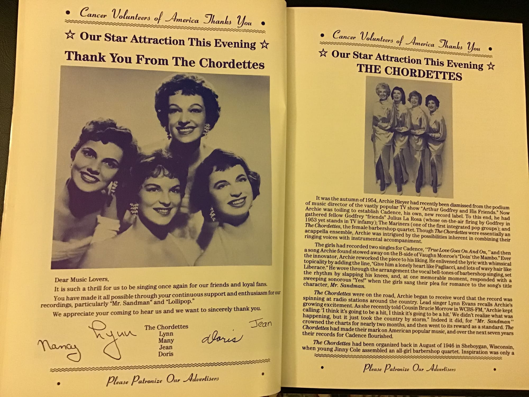 The Chordettes at the fundraiser