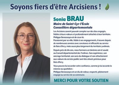 Sonia Brau soutien Philippe Benasaya maire de Bois-d'Arcy et conseiller départemental
