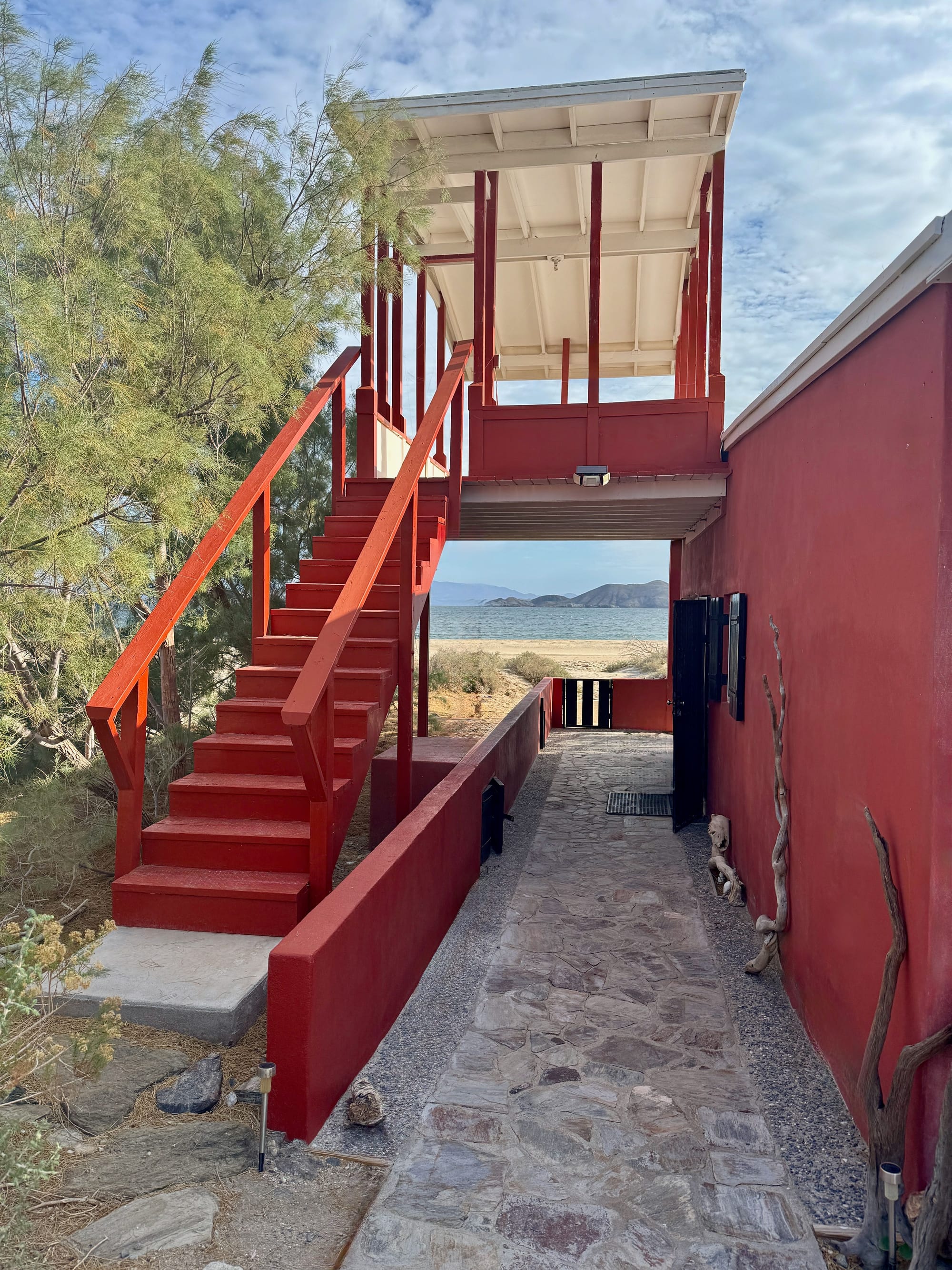 Tower and Walkway to Kitchen Door Eastward View