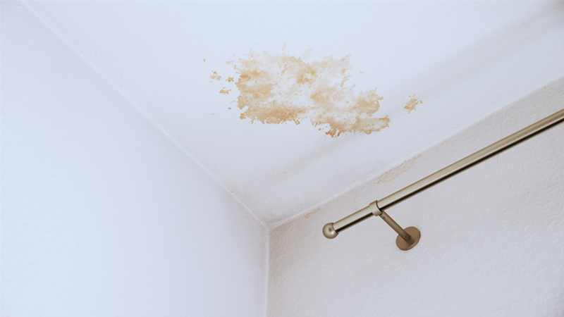 Leak in ceiling drywall - bathroom above