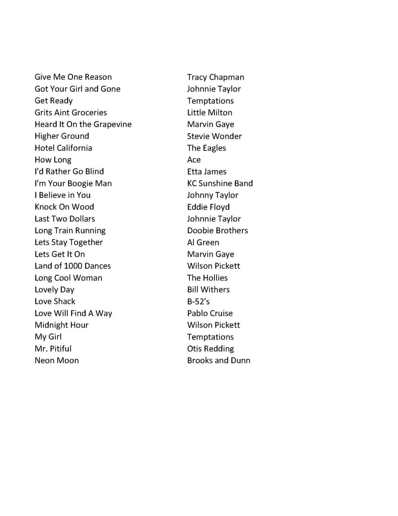 Song List Page 2
