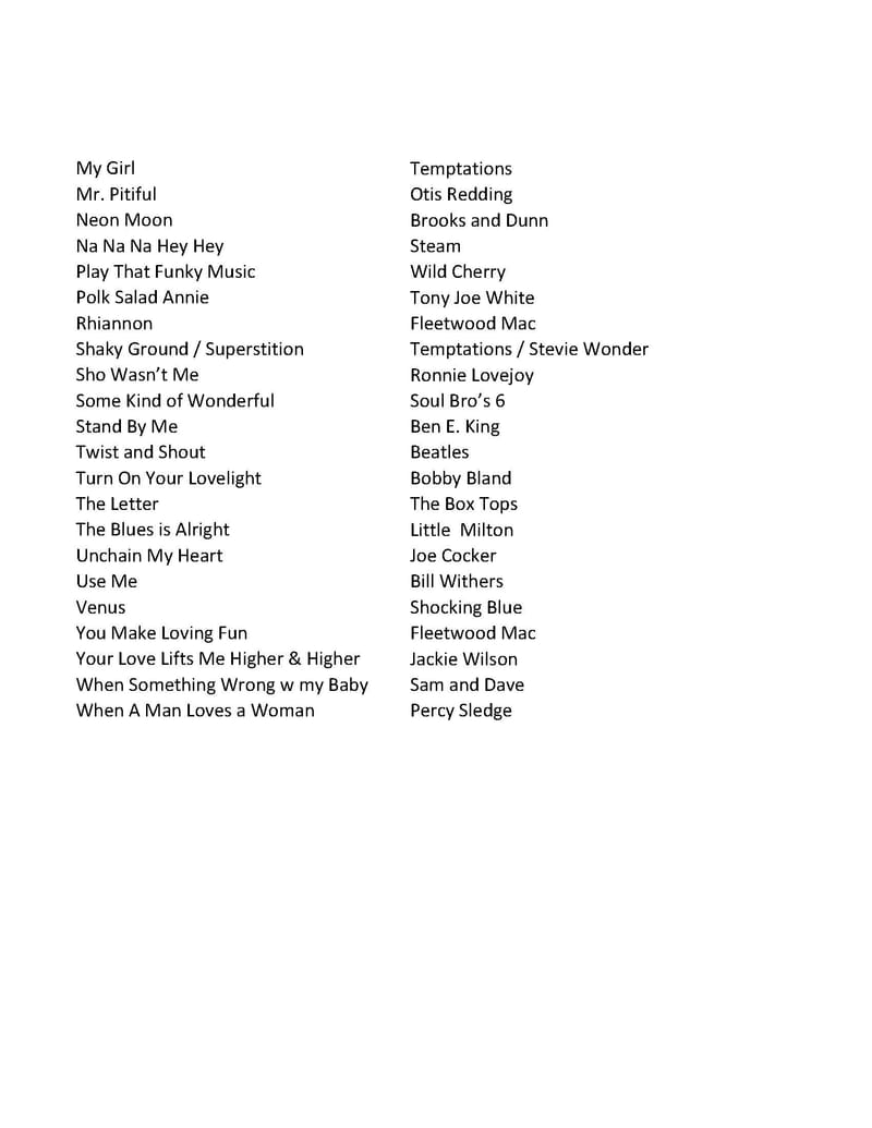 Song List Page 3