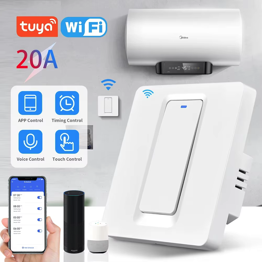 TUYA Wifi 20A Smart Water Heater Wall Switches Smart Life APP Remote Voice Timer Control Compatible With Alexa Google Home