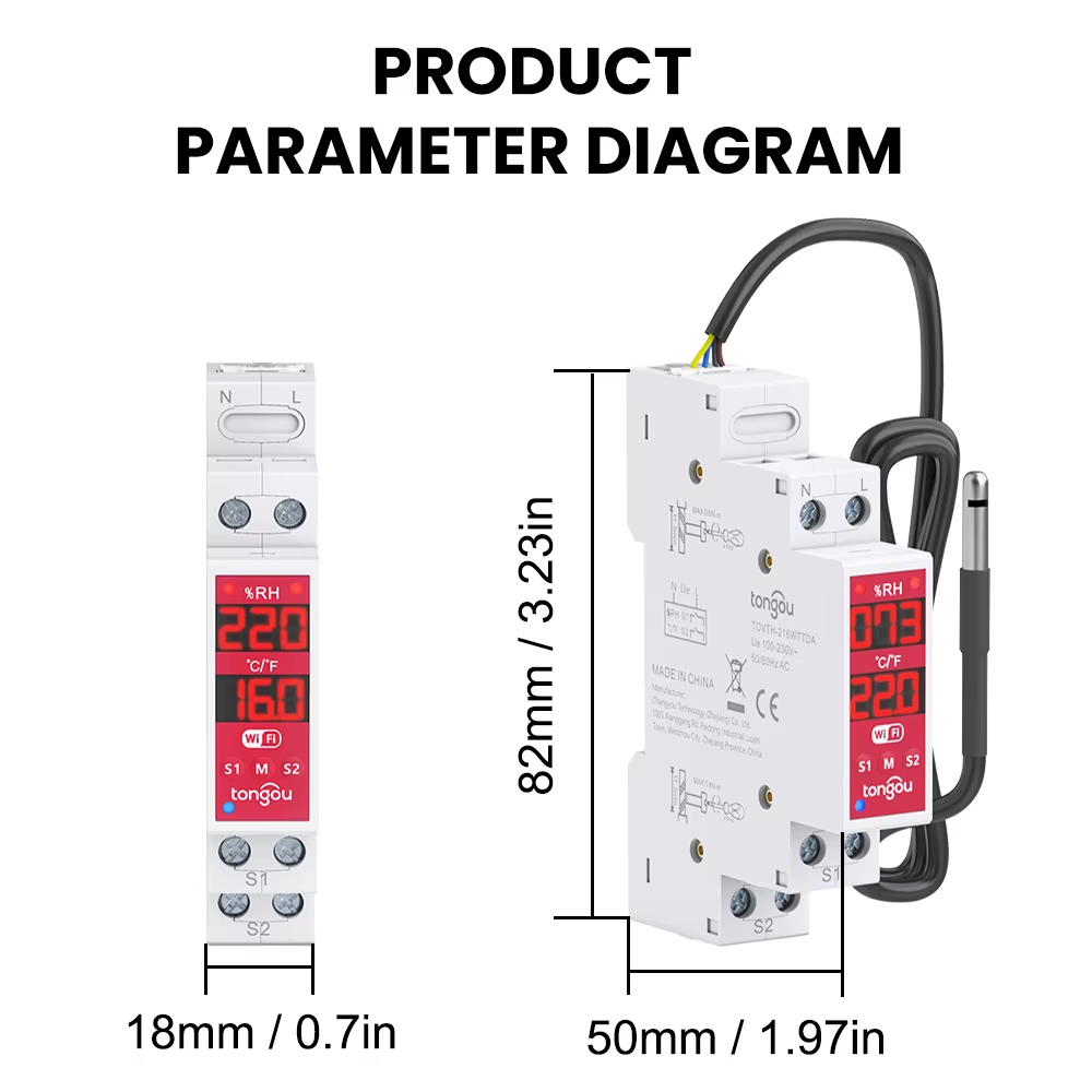 Tuya WiFi Smart Timer Switch with Remote Control, Monitoring & Built-in Temperature/Humidity Sensor M280