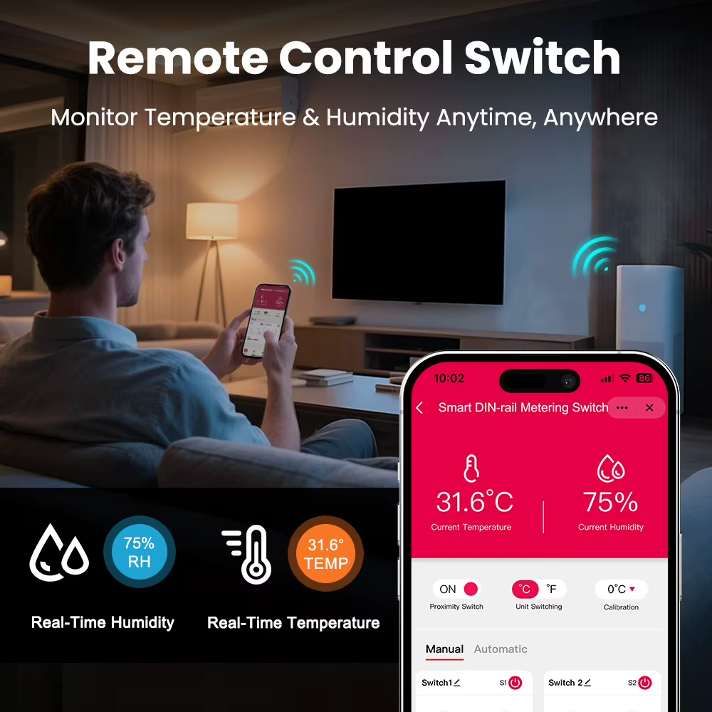 Tuya WiFi Smart Timer Switch with Remote Control, Monitoring & Built-in Temperature/Humidity Sensor M280