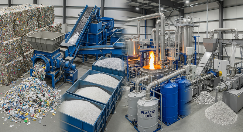 Plastic Recycle to Fuel, Flakes, Granules,