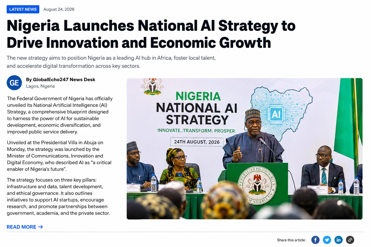 Nigeria Launches National AI Strategy to Drive Innovation and Economic Growth