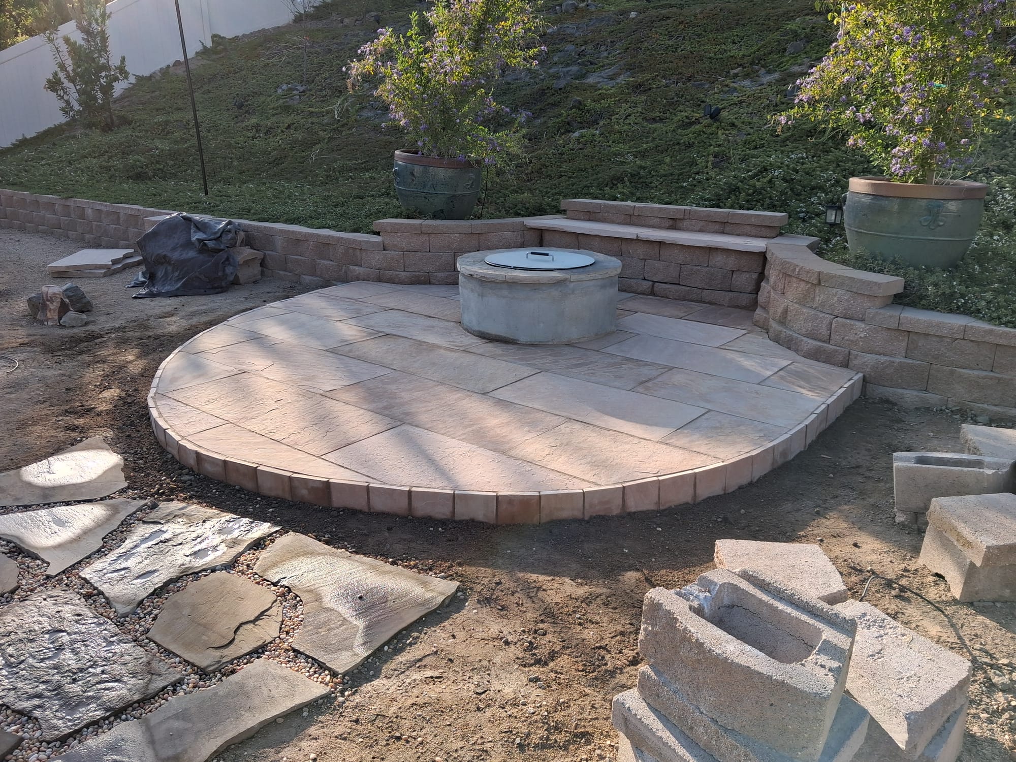 Custom Flagstone Patio with Fire Pit