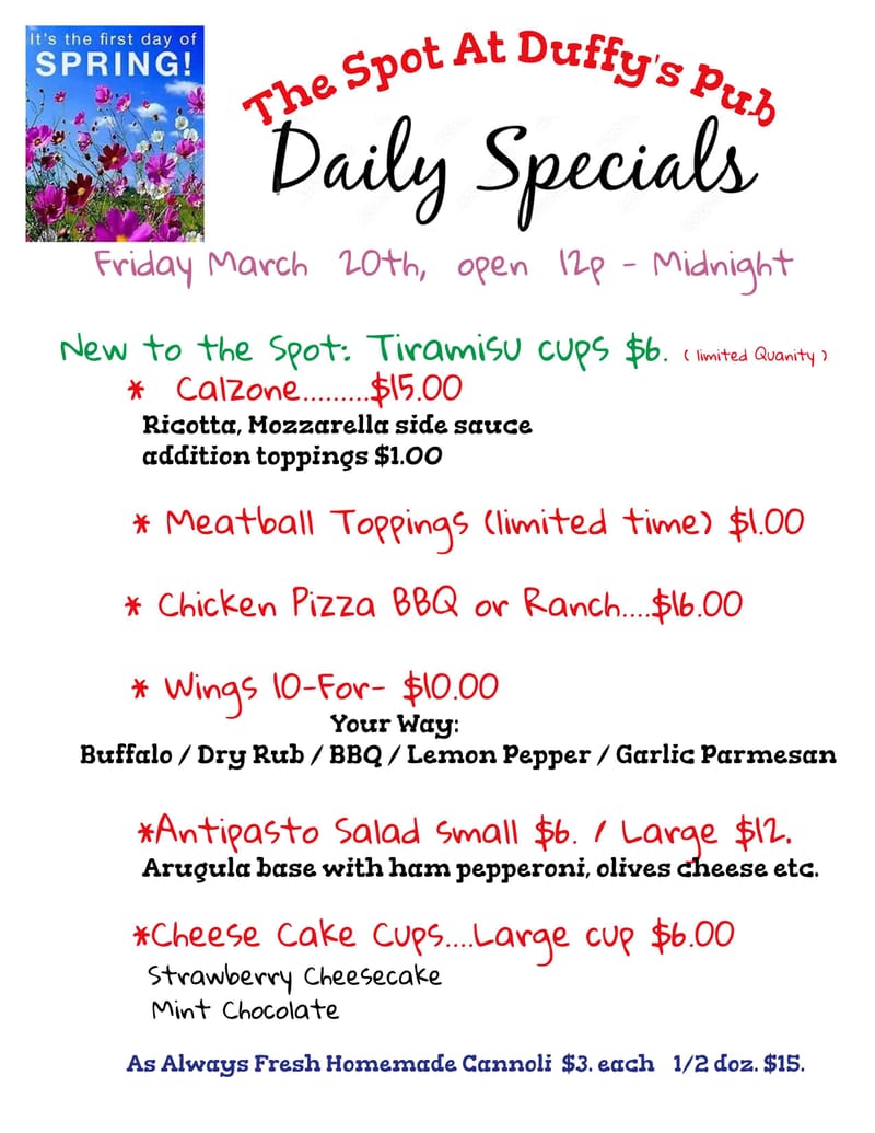 Daily Specials Board