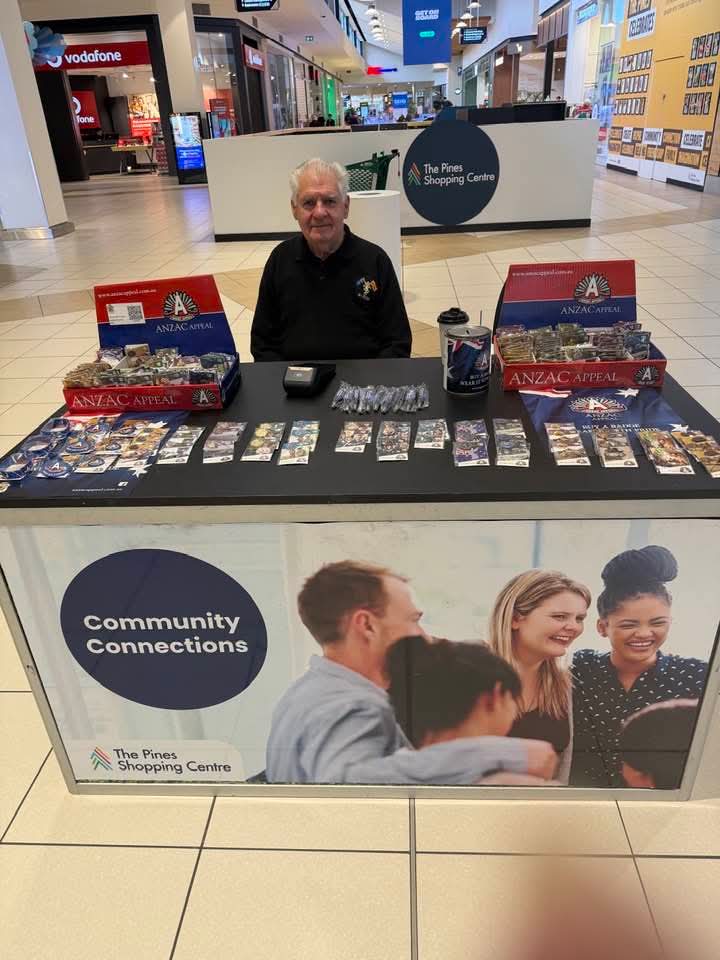Anzac badge selling at the Pines