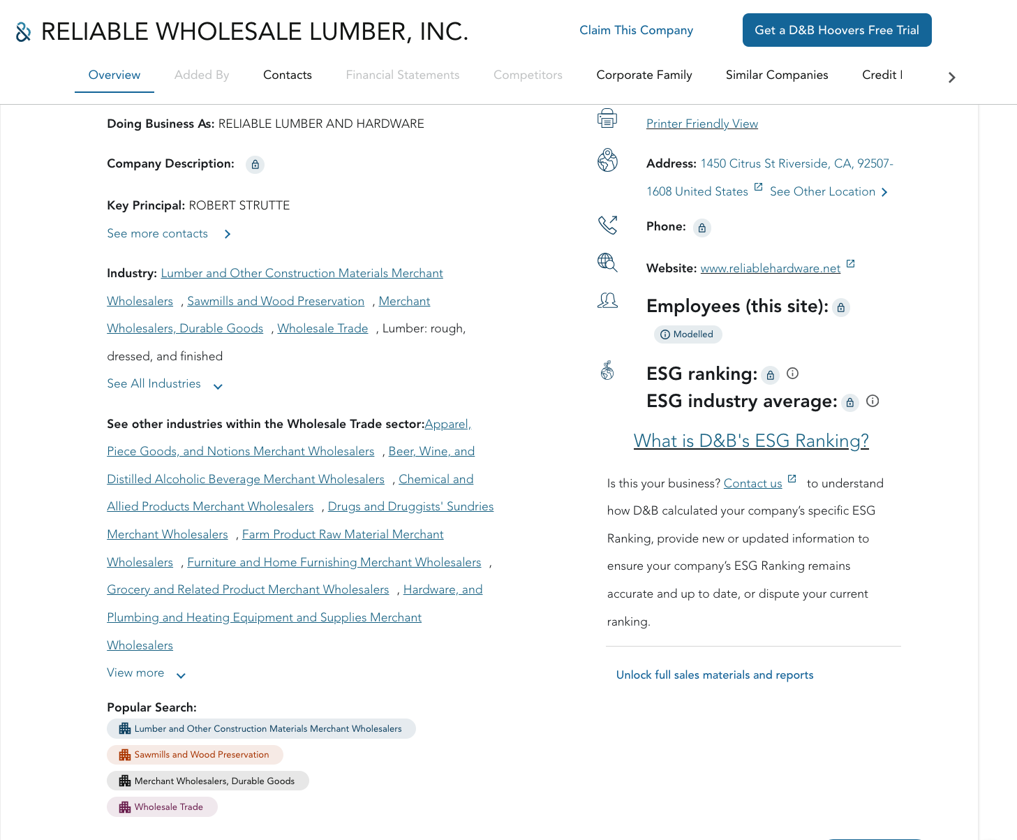 Who is Reliable Wholesale Lumber, Inc?