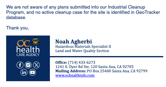 No plans for site cleanup