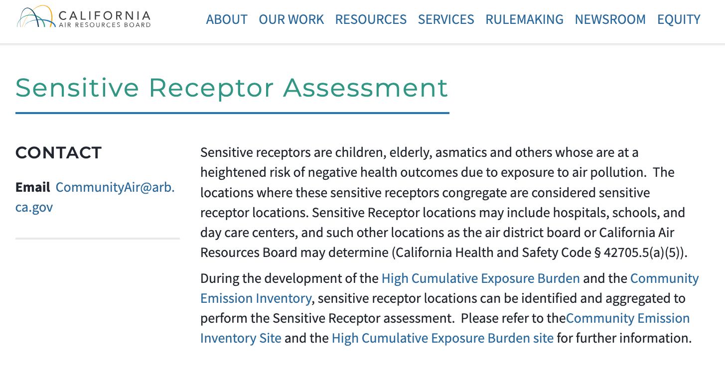 What is a Sensitive receptor?