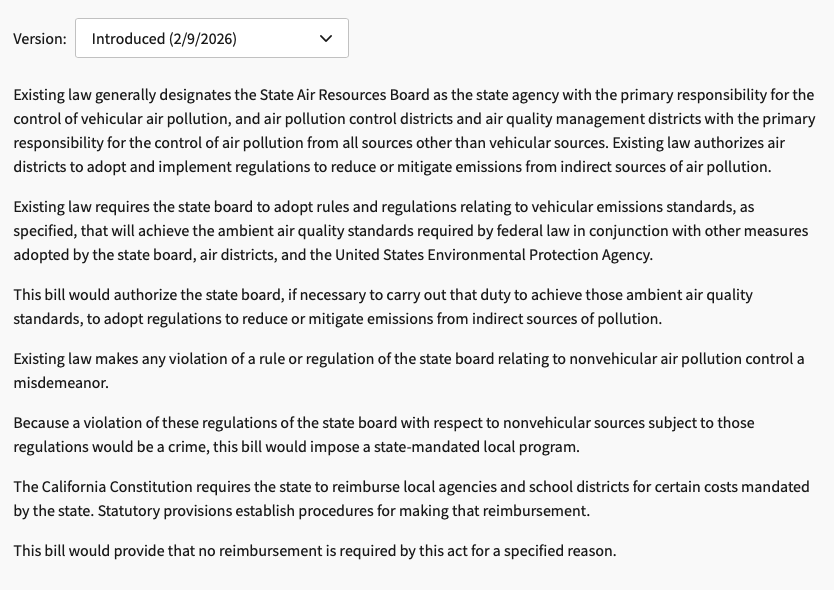 AB 1777: Air pollution: indirect sources