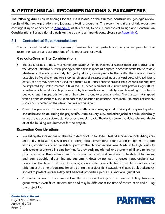 Geotechnical Recommendations