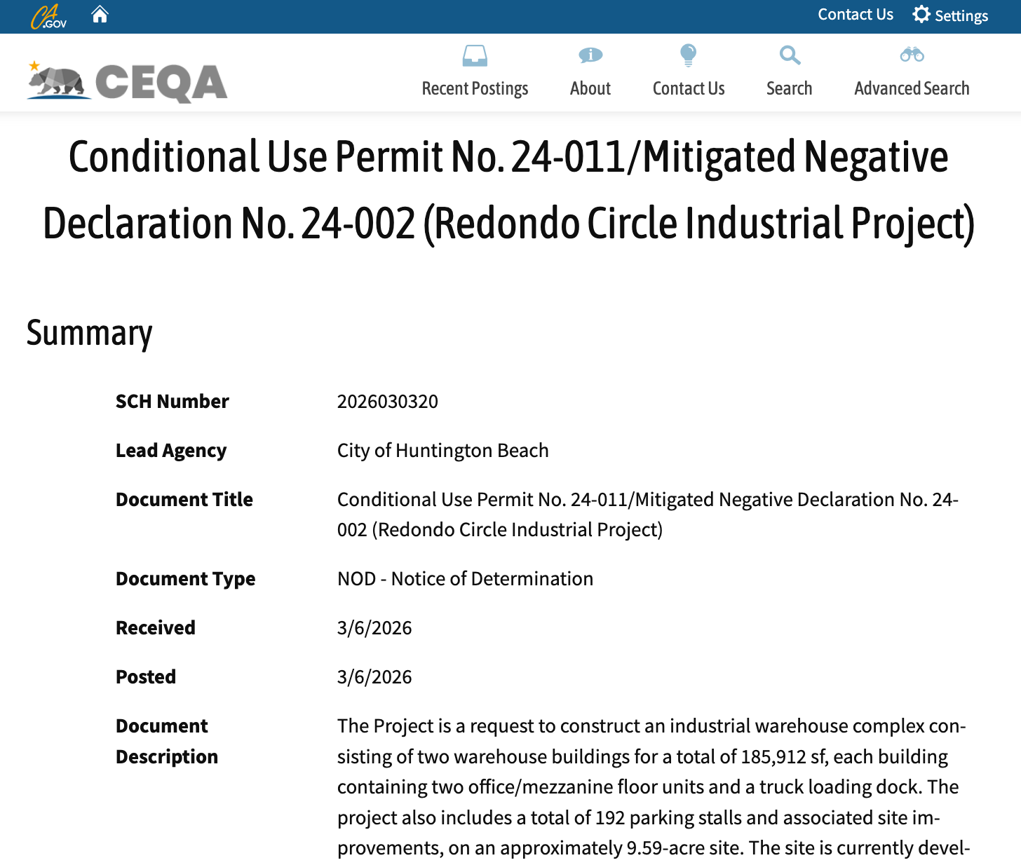 CEQA Filing