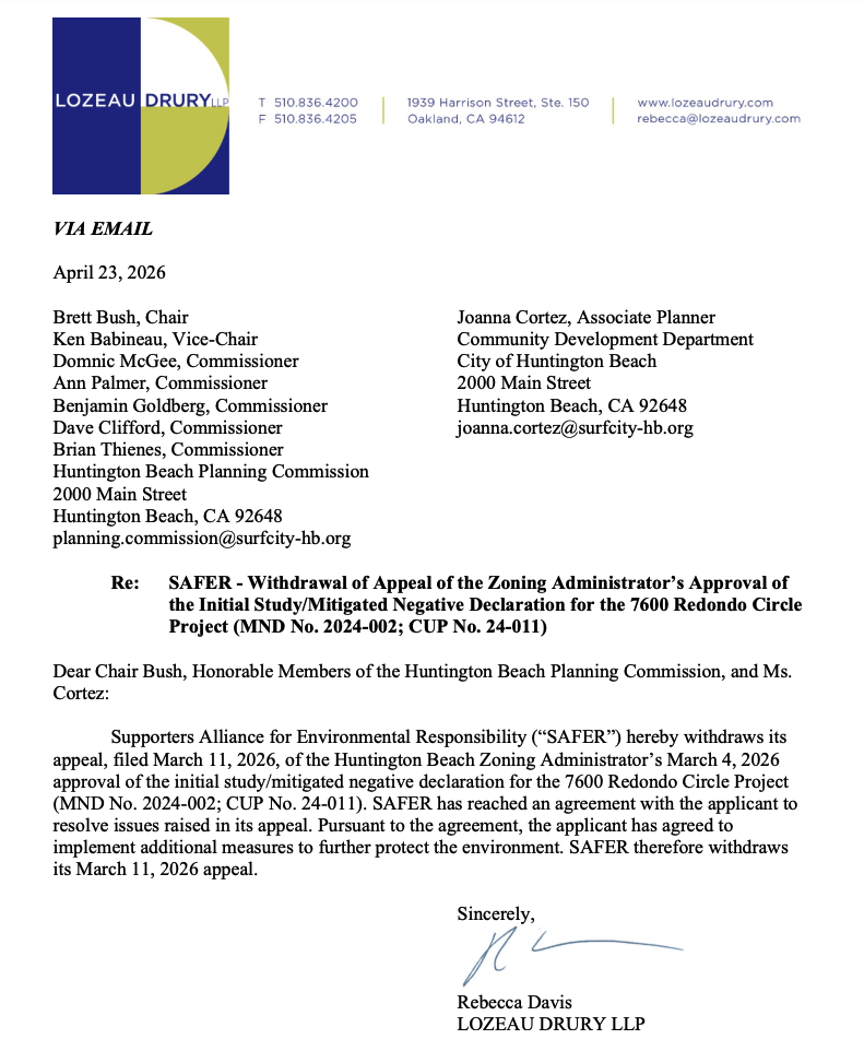 SAFER therefore withdraws its March 11, 2026 appeal