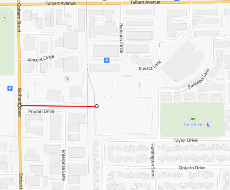 Change to access and traffic pattern