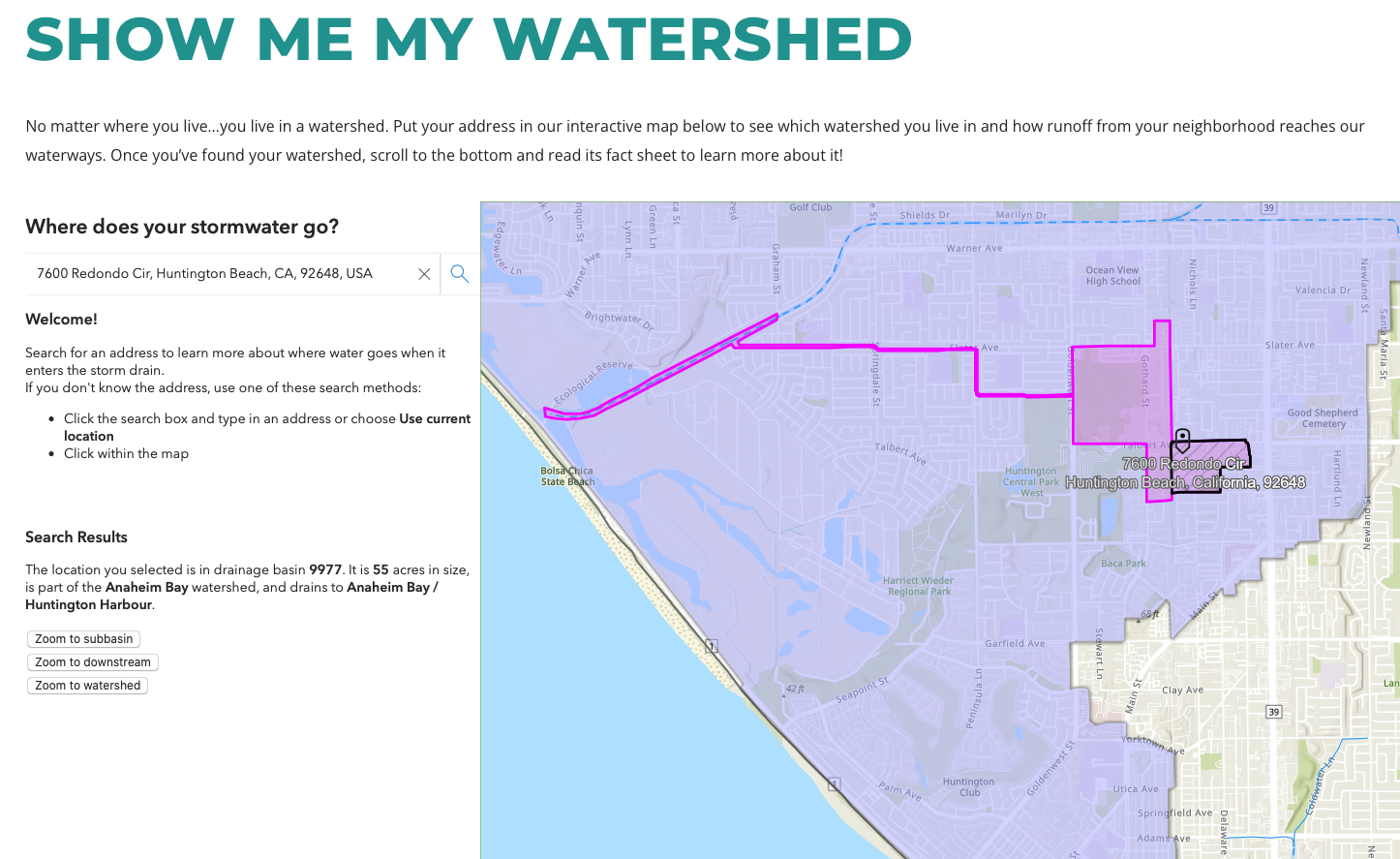 SHOW ME MY WATERSHED