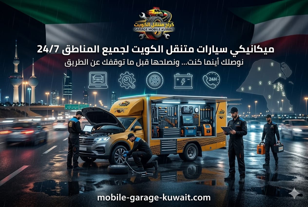 ميكانيكي سيارات متنقل الكويت لجميع المناطق 24/7: دليل خدمات وعيون على المناطق