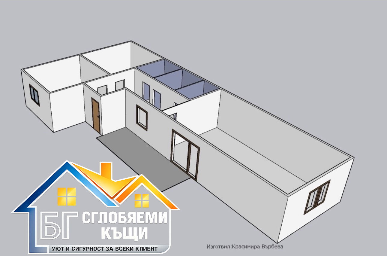 Г образна сглобяема метална къща