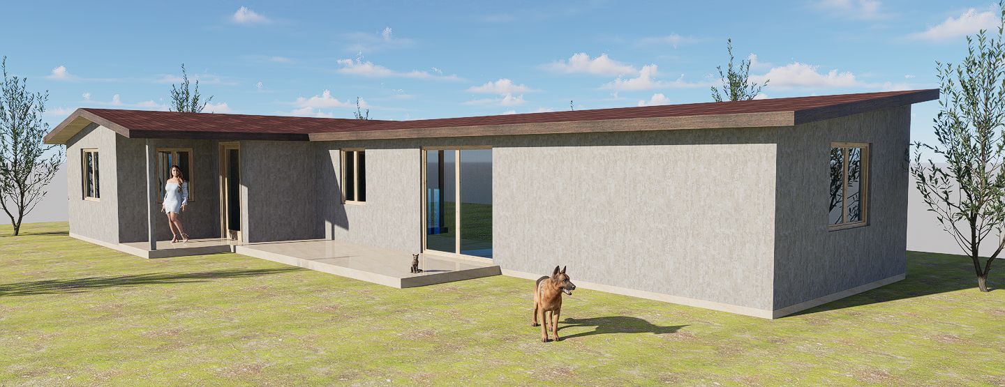 Г образна сглобяема метална къща