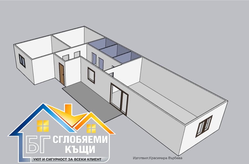 Г образна сглобяема метална къща