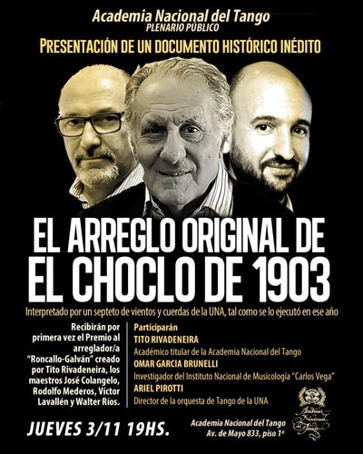 Notas a propósito del arreglo original del tango El Choclo, de Villoldo(1903) por José Luis Roncallo