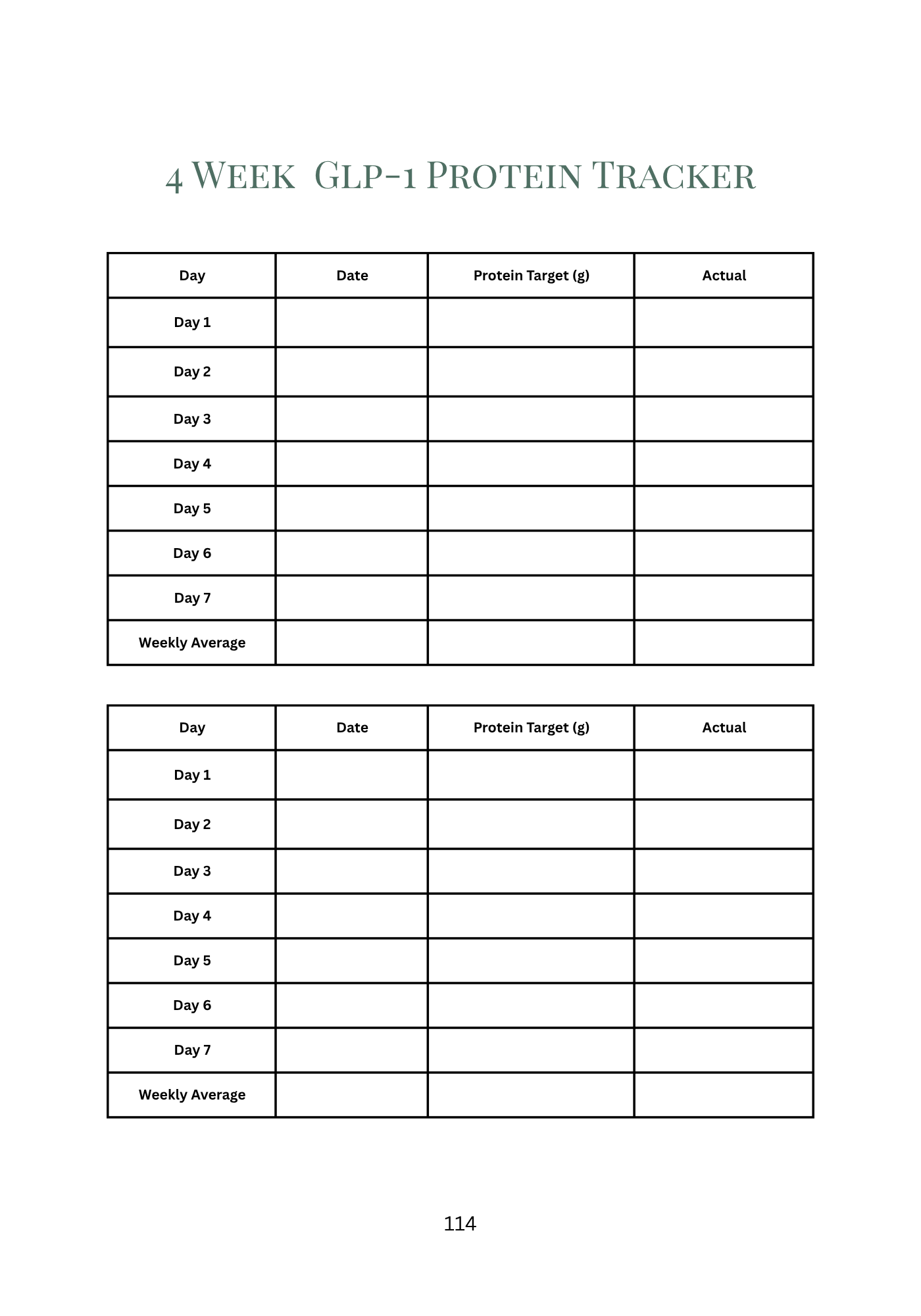 4 Week Protein Tracker