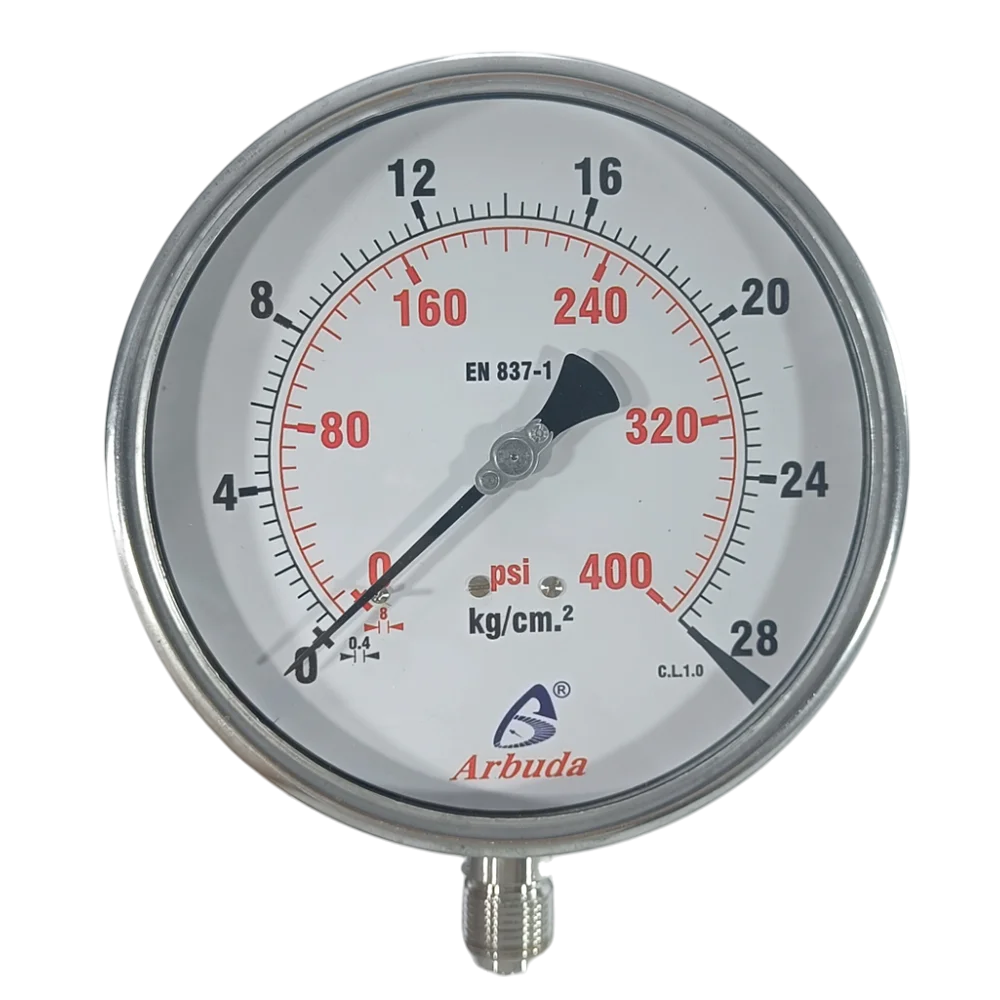 Pressure Gauge Bourdon Type All SS 6″ Dial Bottom Connection