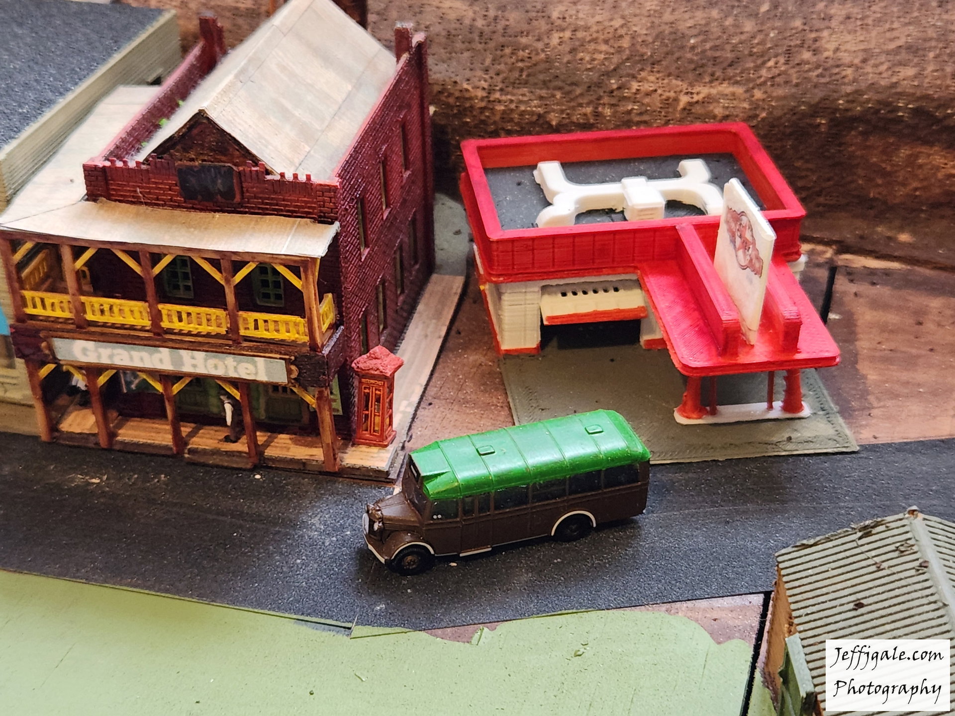 The Grand Hotel and the Caltex service station.