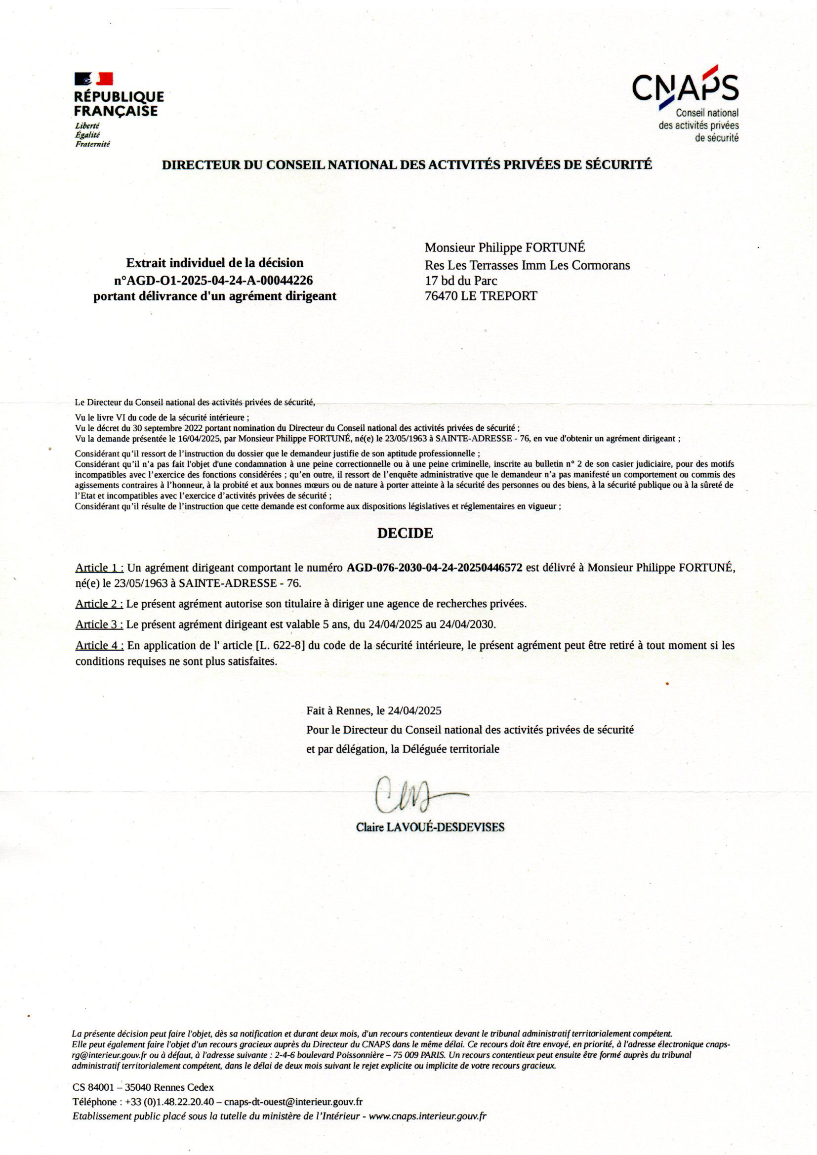 AUTORISATION  - AGREMENT - CARTE PRO