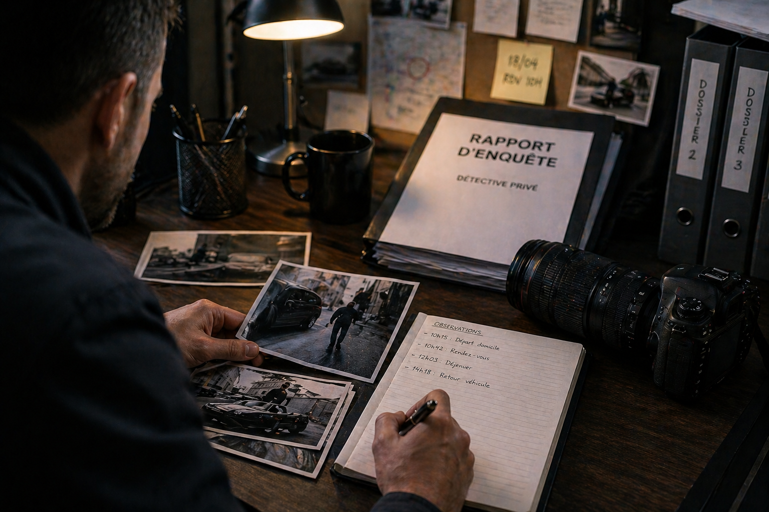 enqueteur finalisant un dossier 