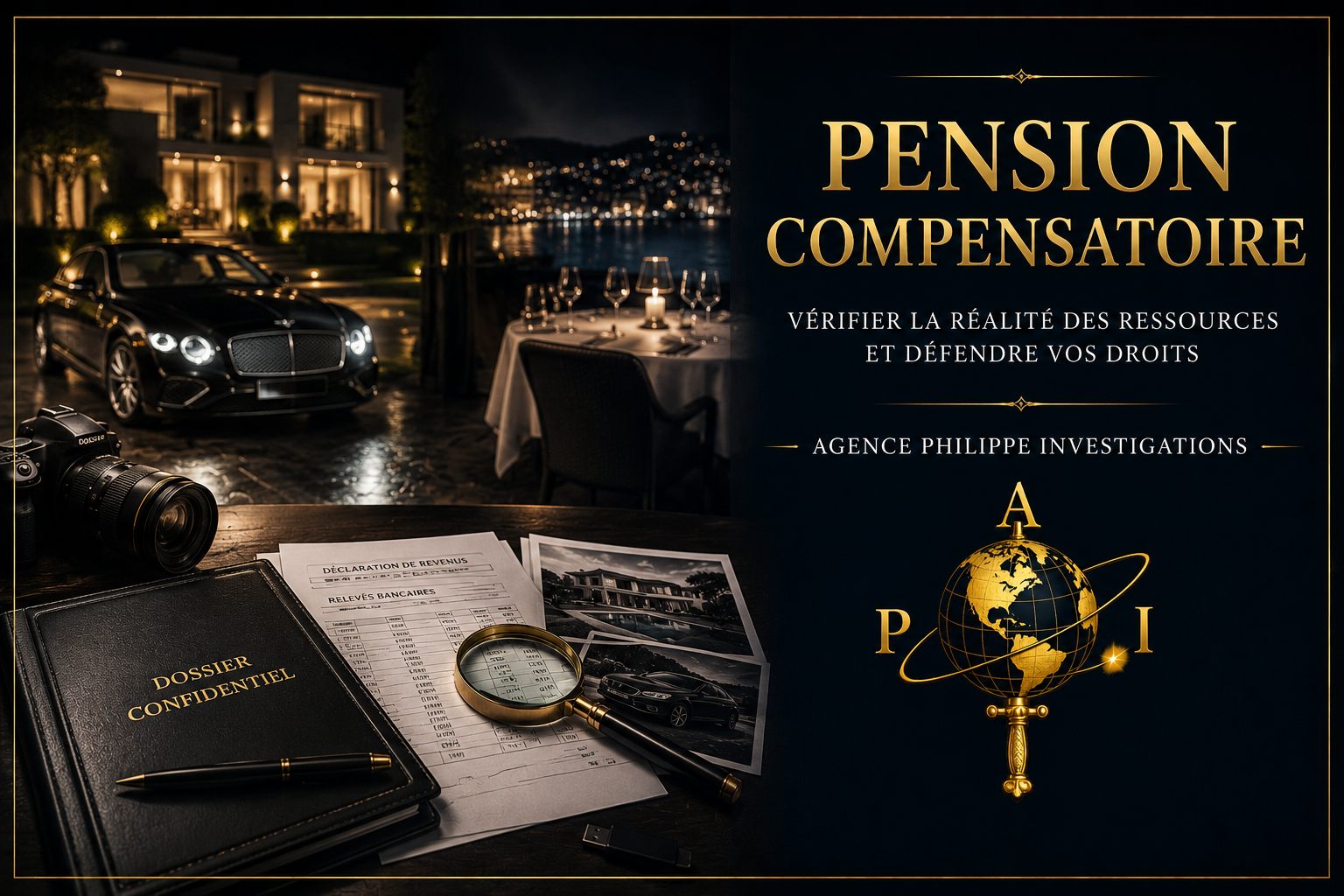 Pension compensatoire enquête détective vérification revenus divorce