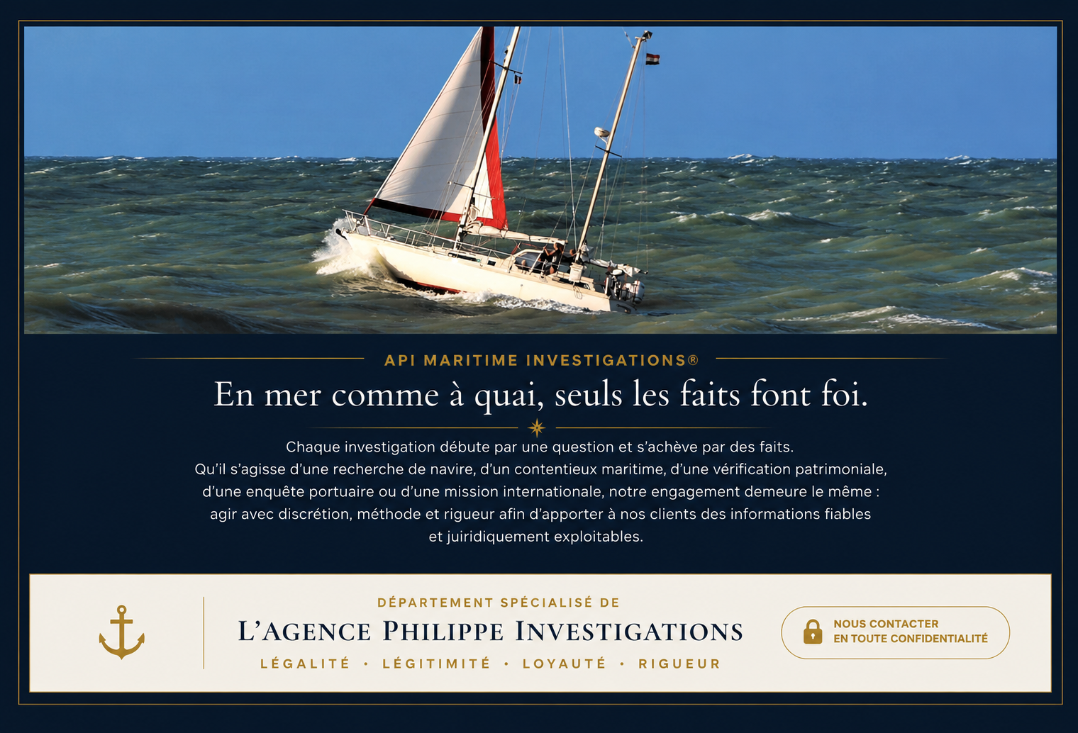 Voilier d’enquête en haute mer