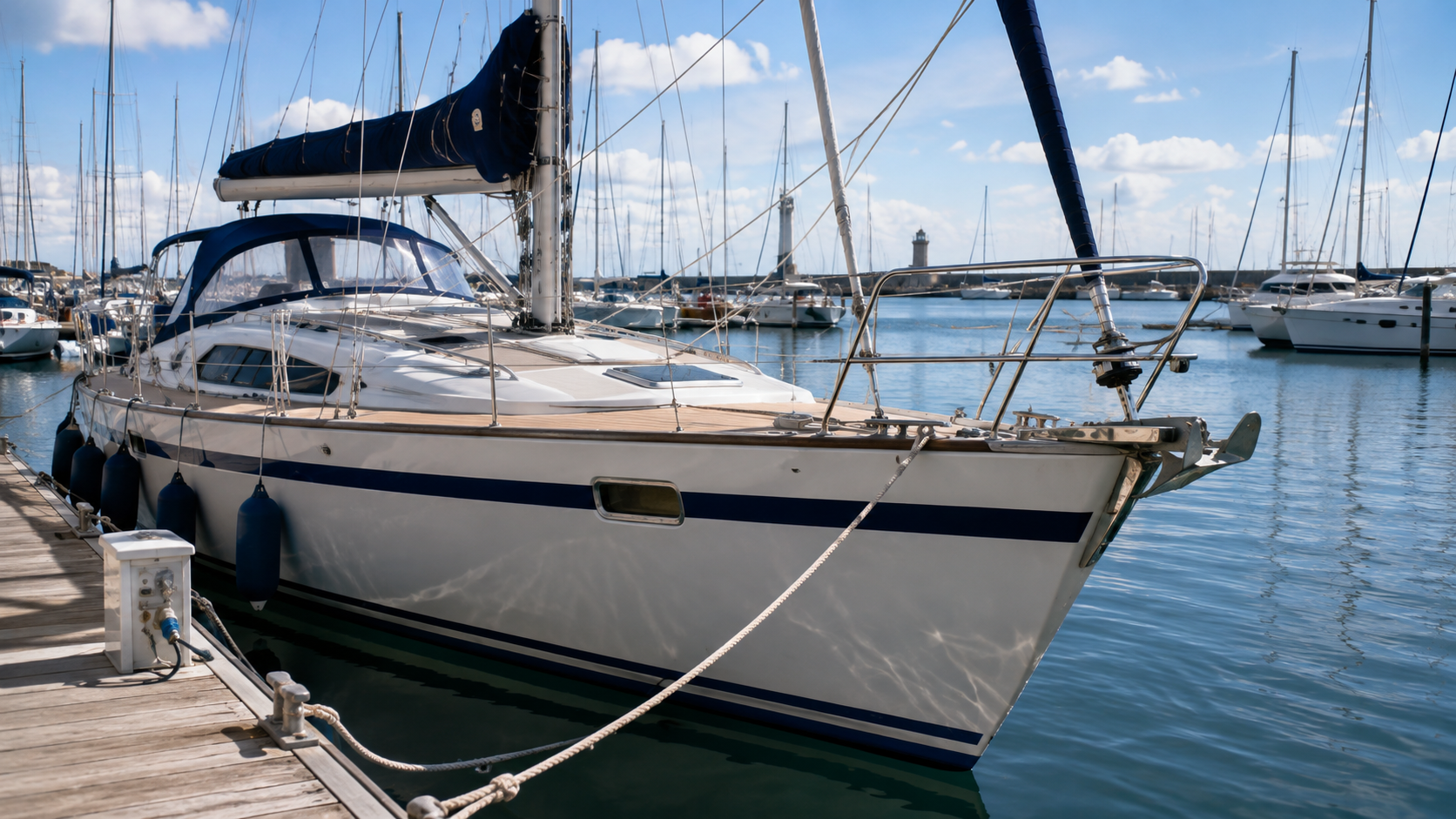 Voilier élégant dans une marina ensoleillée