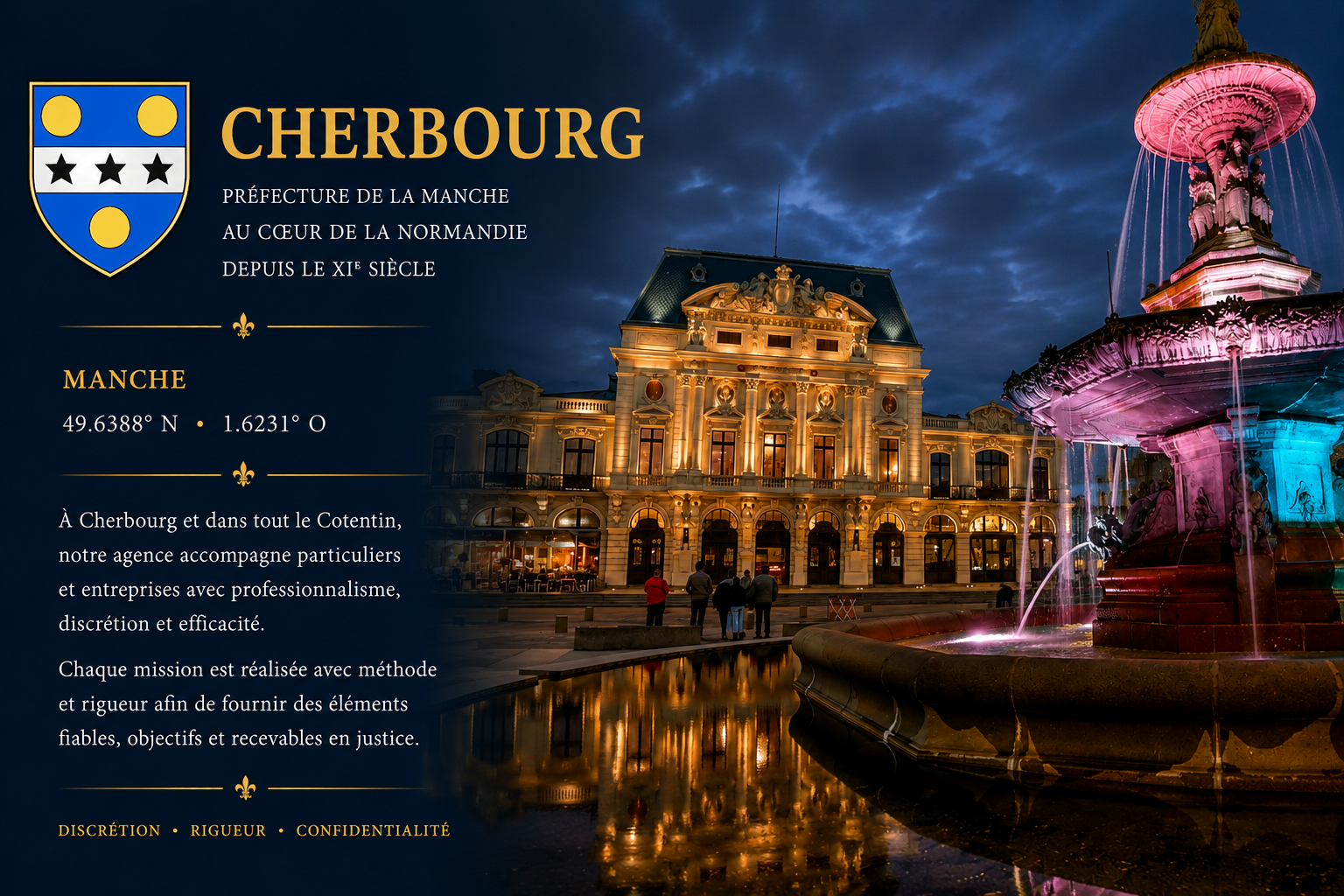Cherbourg illuminée au crépuscule