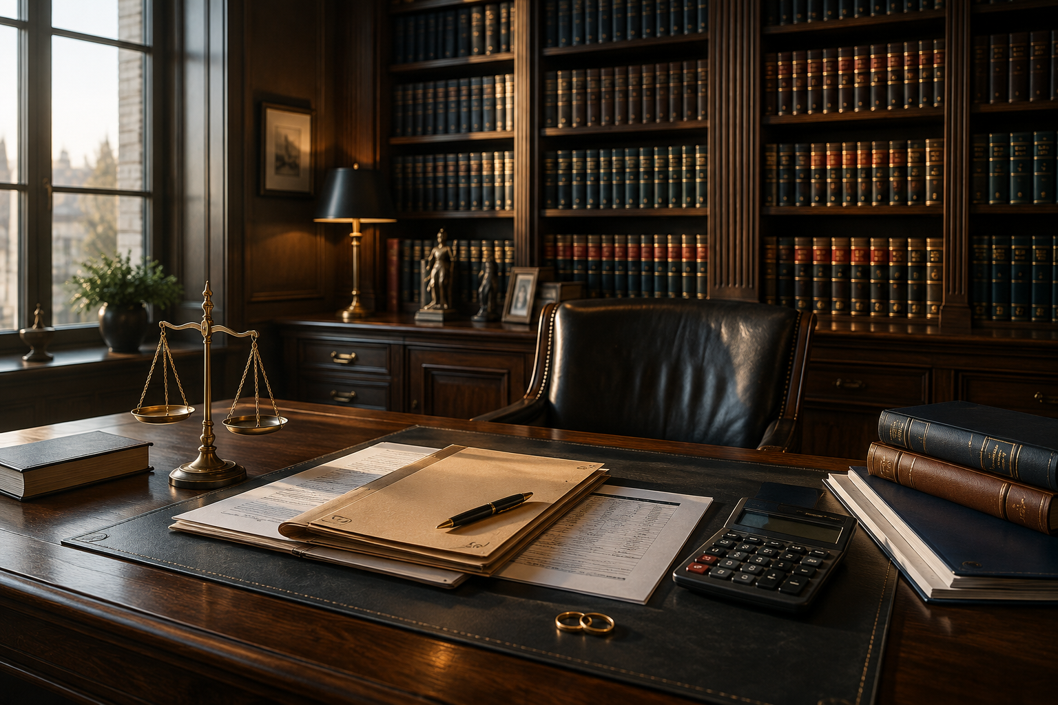 Bureau d’avocat aux échelles de justice