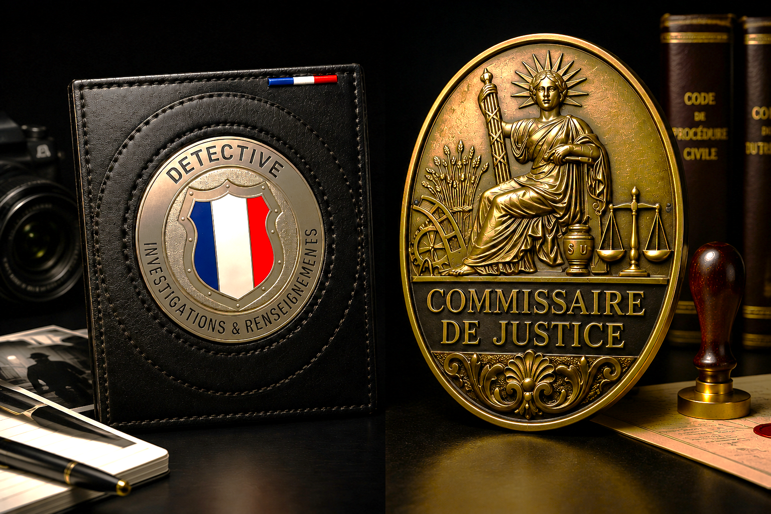 Badges de détective et de justice française