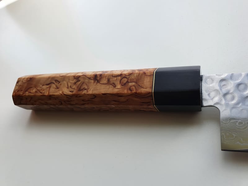 Custom SS damascus gyoto koksmes