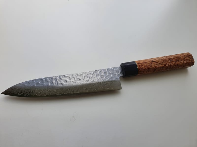 Custom SS damascus gyoto koksmes