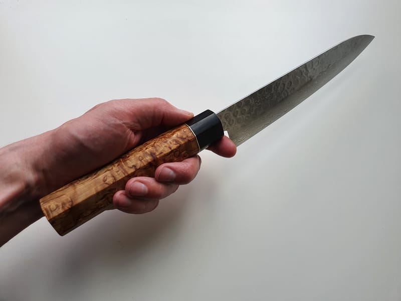 Custom SS damascus gyoto koksmes