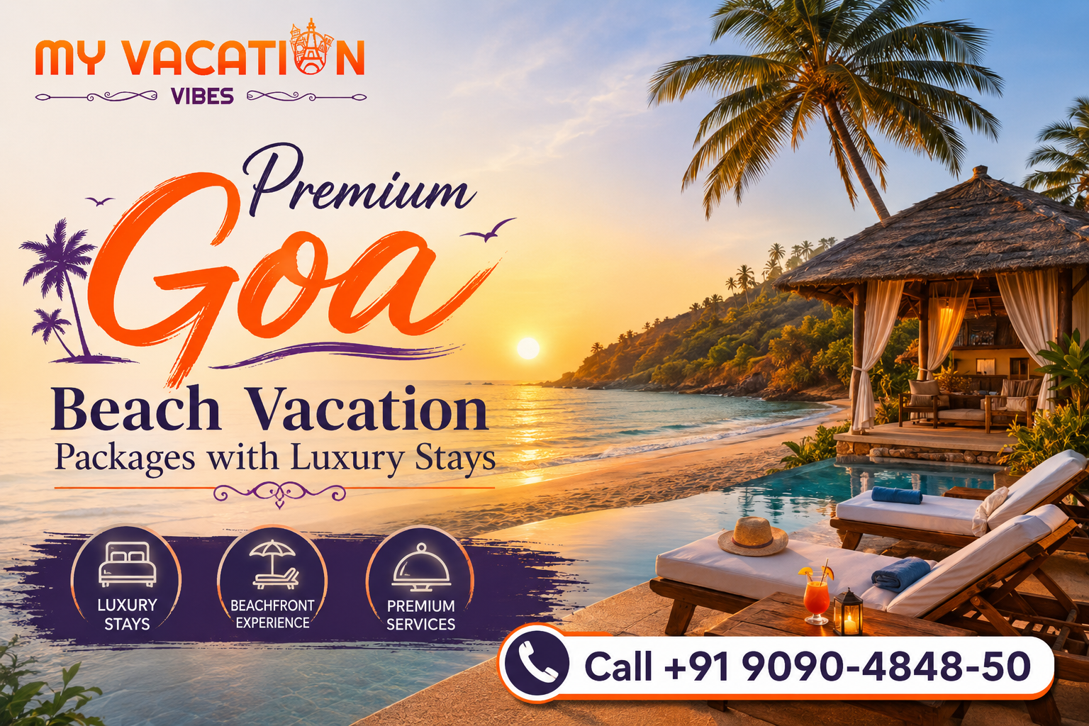 Premium Goa Beach Vacation Packages with Luxury Stays Call +91-9090-4848-50