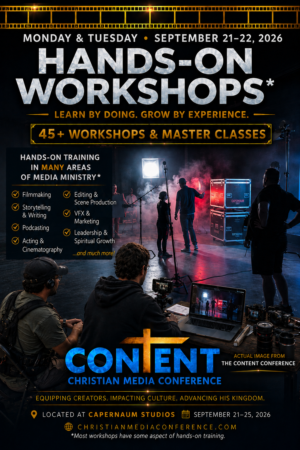 Day 1 & 2: Hands On Workshops, Master Classes
