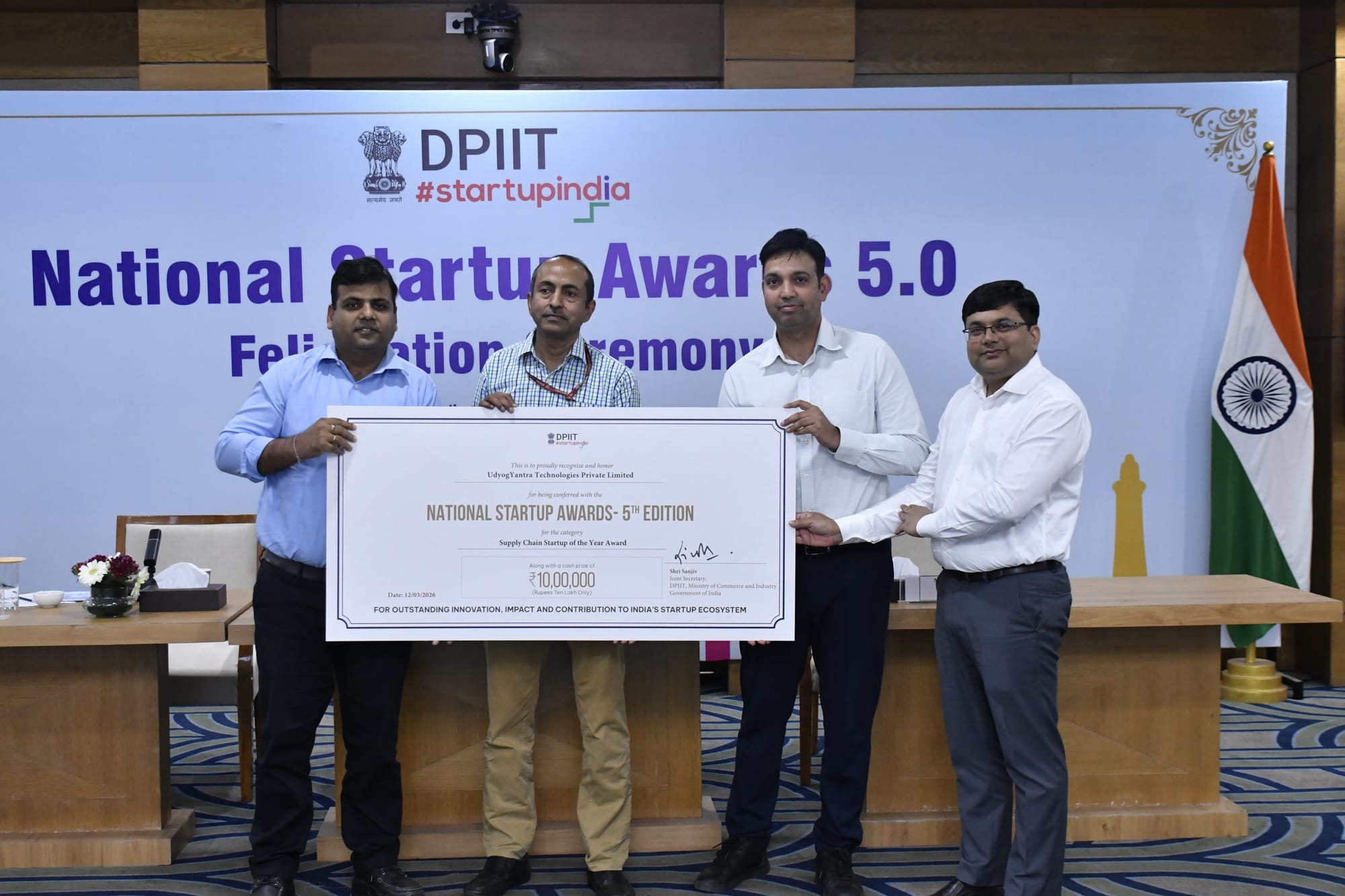 Awarded as Supply Chain Startup of the Year by Government of India